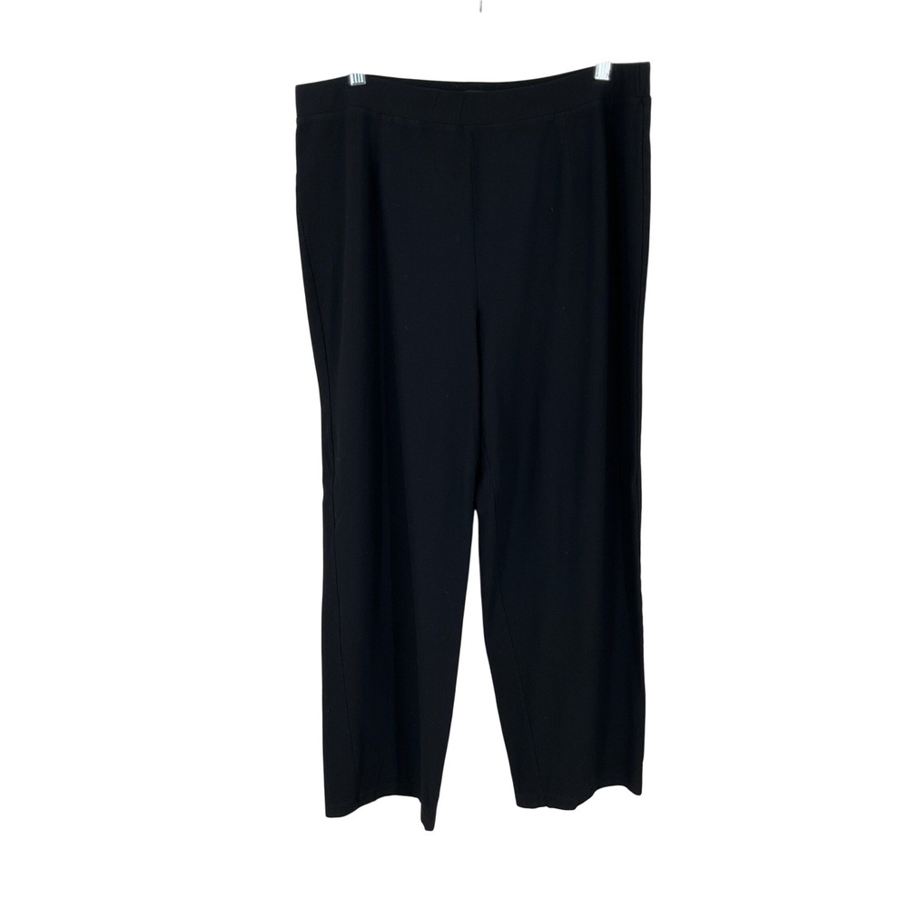Eileen Fisher Pants Women 1X Black Crepe Knit Straight Leg Minimalist